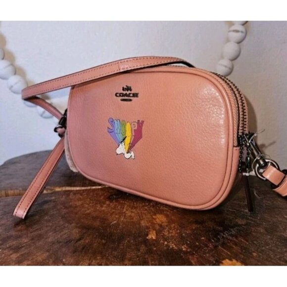 Coach x Peanuts Snoopy Rainbow Pink Leather Mini Crossbody Bag NWT F1777 Rare - Picture 5 of 15